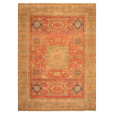9x12 Burnt Orange, Gold, Celadone Color Hand Knotted Cairene Mamluk Wool Traditional Oriental Rug