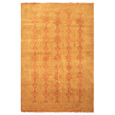 6x9 Caramel, Rust, Mint Color Hand Knotted Agra Wool Transitional Oriental Rug