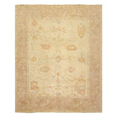 8x10 Ivory, Beige, Taupe Color Hand Knotted Oushak Wool Transitional Oriental Rug