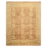 8x10 Brown, Gold, Slate Color Hand Knotted Oushak Wool Transitional Oriental Rug