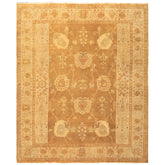 8x10 Antique Gold, Beige, Gray Color Hand Knotted Oushak Wool Transitional Oriental Rug