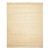 8x10 Ivory, Beige, Color Hand Knotted Tibetan Wool & Silk Transitional Oriental Rug
