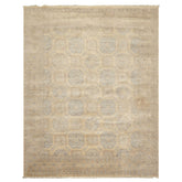 8x10 Beige, Taupe, Slate Color Hand Knotted Khotan Wool Transitional Oriental Rug