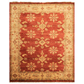 8x10 Burnt Orange, Beige, Light Gold Color Hand Knotted Oushak Wool Traditional Oriental Rug