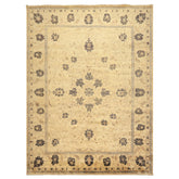 9x12 Beige, Brown, Chocolate Color Hand Knotted Oushak New Zealand Wool Transitional Oriental Rug