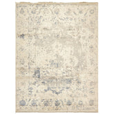 9x12 Taupe, Ivory, Gray Color Hand Knotted Oushak Bamboo Silk Transitional Oriental Rug