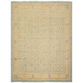 8x11 Beige, Aqua, Bown Color Hand Knotted Chobi Peshawar Wool Transitional Oriental Rug