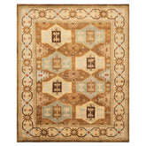 8x10 Beige, Gold, Sage Color Hand Knotted Tibetan Wool Modern & Contemporary Oriental Rug