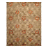 8x10 Beige, Brown, Burnt Orange Color Hand Knotted Agra Wool Transitional Oriental Rug