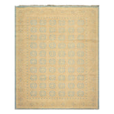 8x10 Beige, Tan, Aqua Color Hand Knotted Oushak Wool Transitional Oriental Rug