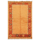 5x8 Peach, Burnt Orange, Mint Color Hand Knotted Gabbeh Wool Traditional Oriental Rug