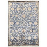 6x9 Navy, Gray, Moss Color Hand Knotted Oushak Viscose Traditional Oriental Rug