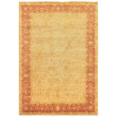 6x9 Beige, Burnt Orange, Mint Color Hand Knotted Agra Wool Traditional Oriental Rug