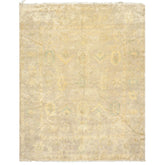 8x10 Taupe, Beige, Turquoise Color Hand Knotted Oushak New Zealand Wool Transitional Oriental Rug