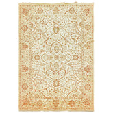 8x11 Ivory, Orange, Color Hand Knotted Pak Persian Wool Transitional Oriental Rug
