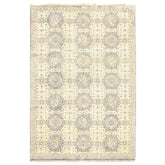 6x9 Ivory, Slate, Blue Color Hand Knotted Oushak Wool Transitional Oriental Rug