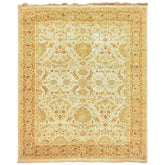 9x12 Warm Beige, Gold, Turquoise Color Hand Knotted Agra Wool Traditional Oriental Rug