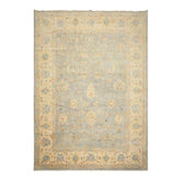 10x14 Gray, Beige, Turquoise Color Hand Knotted Oushak Wool Traditional Oriental Rug