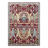 9x12 Wine, Mint, Blue Color Hand Knotted Oushak Wool Oriental Rug