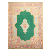 9x12 Green, Ivory, Rose Color Hand Knotted Kerman Wool Traditional Oriental Rug