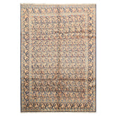 6x9 Navy, Ivory, Blue Color Hand Knotted Khorassan Wool Traditional Oriental Rug