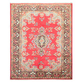 7x10 Fuschia, Midnight Blue, Aqua Color Hand Knotted Kerman Wool Traditional Oriental Rug