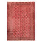 6x9 Rose, Ivory, Charcoal Color Hand Knotted Turkmen Wool Traditional Oriental Rug