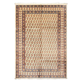 7x10 Beige, Camel, Blue Color Hand Knotted Birjand Wool Traditional Oriental Rug
