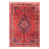 7x10 Red, Navy, Pink Color Hand Knotted Lilihan Wool Traditional Oriental Rug