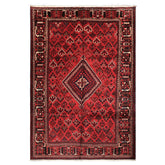 7x10 Burgundy, Charcoal, Ivory Color Hand Knotted Meimeh Wool Traditional Oriental Rug