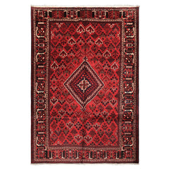 7x10 Burgundy, Charcoal, Ivory Color Hand Knotted Meimeh Wool Traditional Oriental Rug