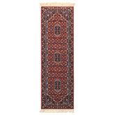2'6x8 Red, Midnight Blue, Ivory Color Hand Knotted Indo Tabriz Wool Traditional Oriental Rug