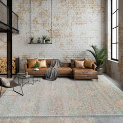 10x14 Blush, Aqua, Ivory Color Hand Knotted 100% Wool Transitional Oriental Rug