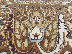 9x12 Mocha, Ivory, Chocolate Color Hand Knotted Oushak Wool Oriental Rug