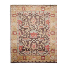 Multi Size Brown Mustard Beige Color Hand Knotted William Morris Wool Oriental Rug