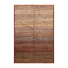 6x9 Rust, Beige, Blue Color Hand Knotted Chobi Peshawar 100% Wool Modern Oriental Rug