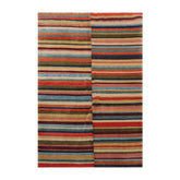 4x6 Blue, Beige, Orange Color Hand Knotted 100% Wool Modern Oriental Rug