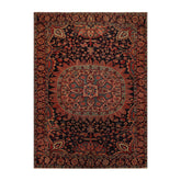 5x7 Midnight Blue, Rose, Aqua Color Hand Knotted 100% Wool Traditional Oriental Rug