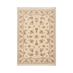 4x6 Ivory, Brown, Gray Color Hand Knotted Sino Persian Wool & Silk Traditional Oriental Rug