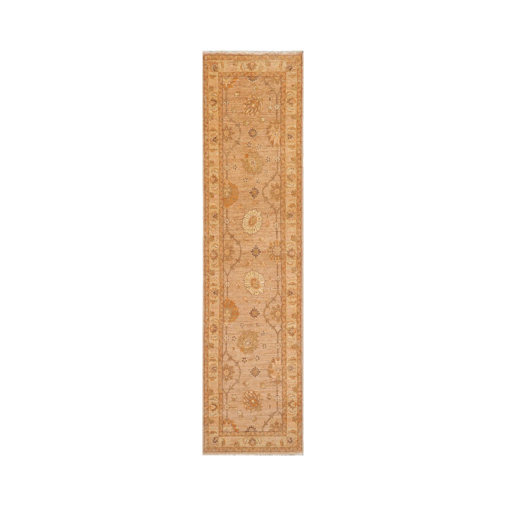 2'6x10 Tan, Caramel, Beige Color Hand Knotted Peshawar 100% Wool Traditional Oriental Rug