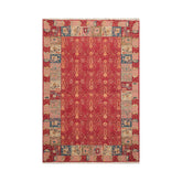 6x9 Rust, Mint, Raspberry Color Hand Knotted 100% Wool Traditional Oriental Rug