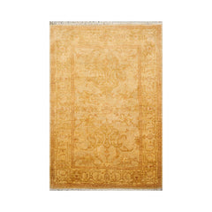4x6 Light Gold, Brown, Green Color Hand Knotted Chobi Peshawar 100% Wool Traditional Oriental Rug