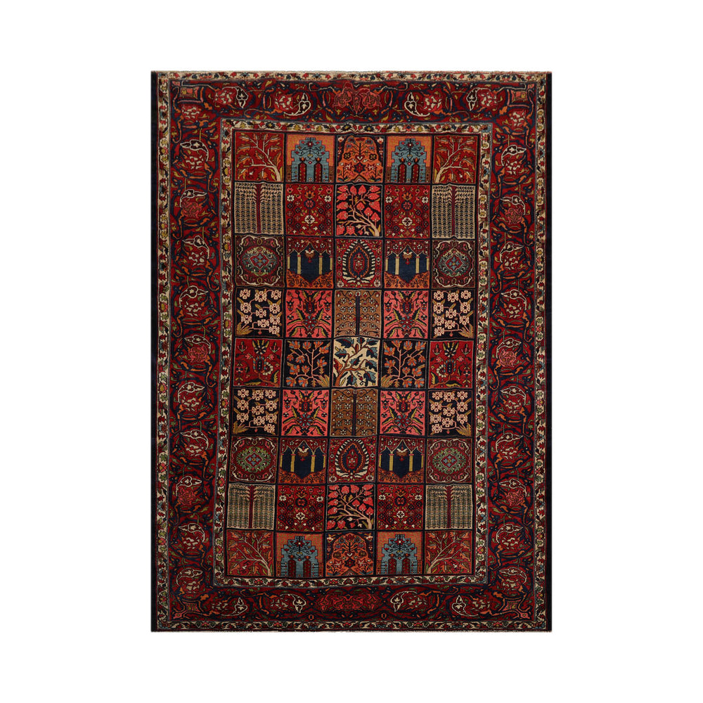 8x11 Navy, Red, Pink Color Hand Knotted Bakhtiari 100% Wool Traditional Oriental Rug