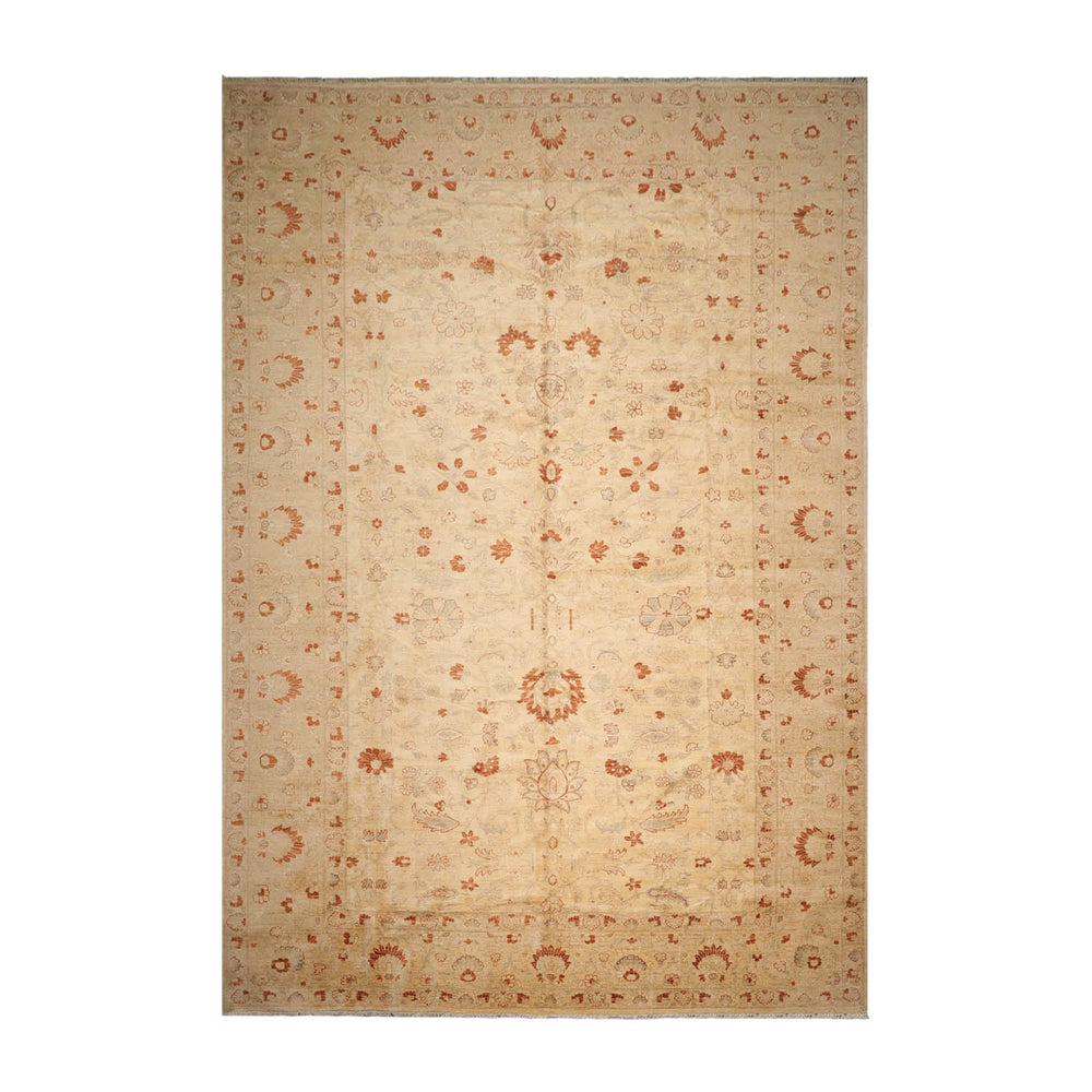 12x18 Warm Beige, Caramel, Gray Color Hand Knotted 100% Wool Traditional Oriental Rug