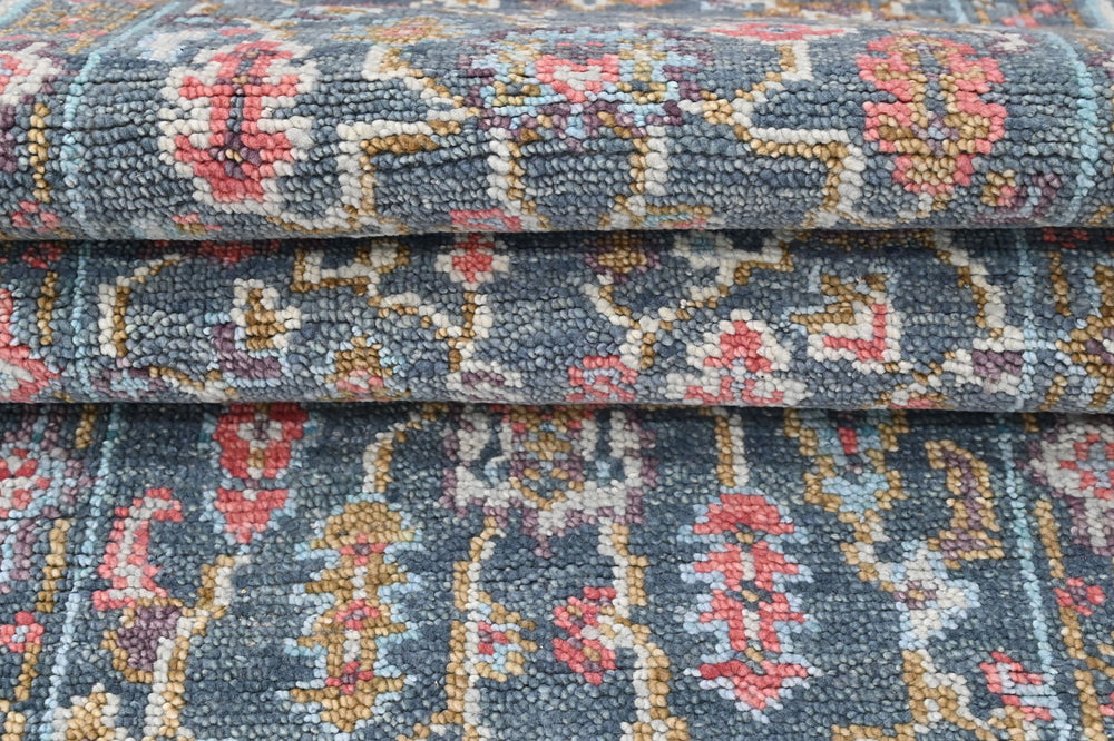 Multi Size Teal Blush Green Color Hand Knotted Oushak Wool Oriental Rug