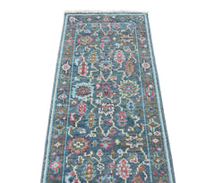 Multi Size Teal Blush Green Color Hand Knotted Oushak Wool Oriental Rug