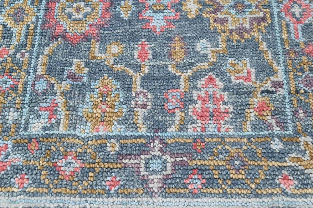 Multi Size Teal Blush Green Color Hand Knotted Oushak Wool Oriental Rug
