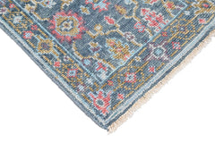 Multi Size Teal Blush Green Color Hand Knotted Oushak Wool Oriental Rug