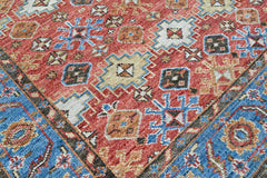 Multi Size Rust Blue Aqua Color Hand Knotted Oushak Wool Transitional Oriental Rug