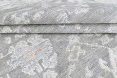 Multi Size Gray Slate Ivory Color Hand Knotted Oushak Wool Transitional Oriental Rug